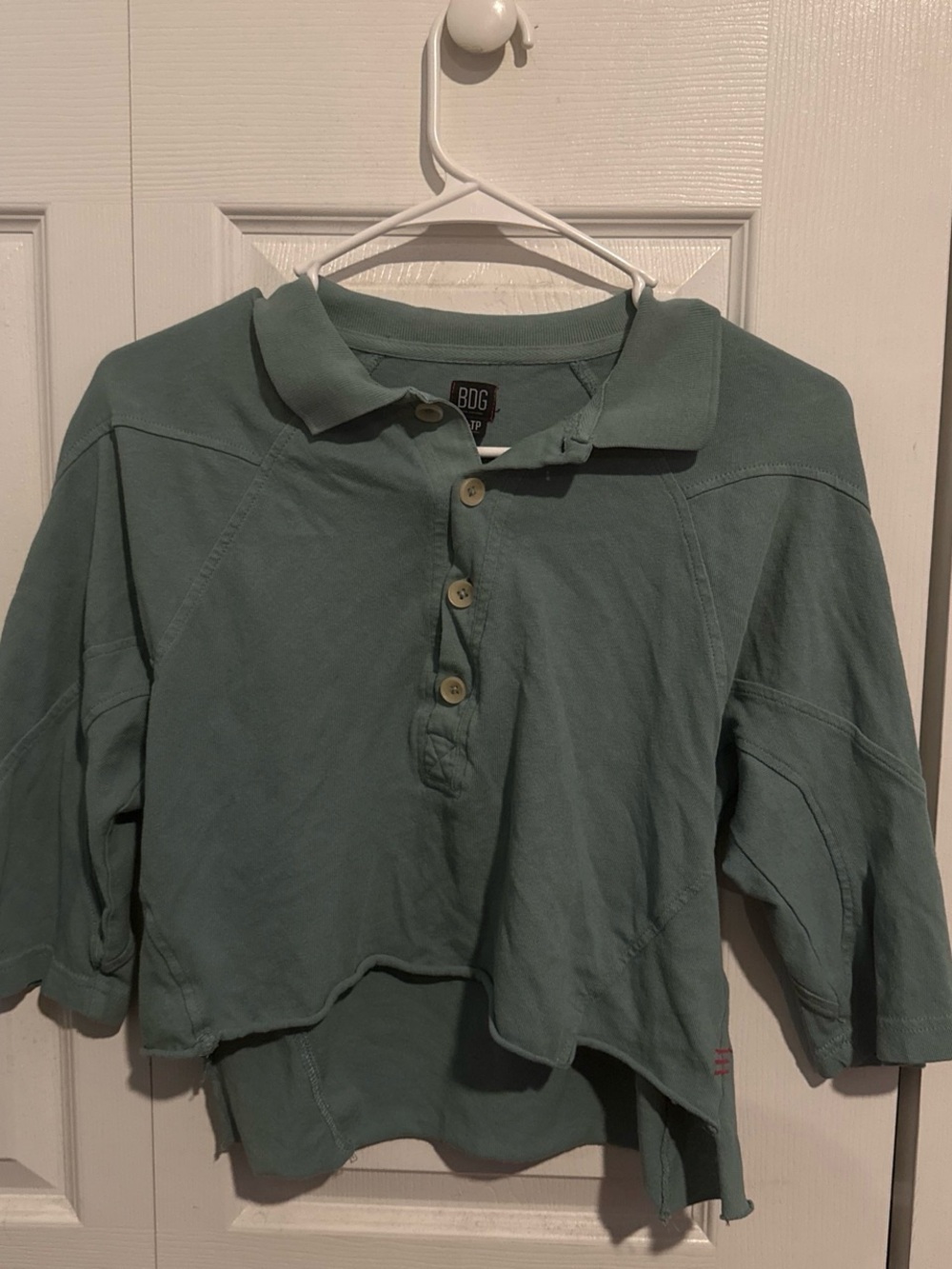 BDG Teal Cropped Polo Top